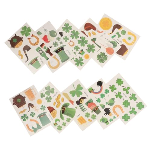PACKOVE 10stücke Junge Mädchen Sticker Zum Patrick's Day Selbstklebende Gesichtsaufkleber Mit Dreiblättrigem Kleeblatt- Für Irische Festlichkeiten Hautfreundlich Und Einfach von PACKOVE
