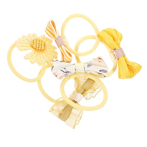 PACKOVE 10 Stück Haargummis mit Schleifen Design Süße Blumen Haarschmuck für Mädchen Elastische Haargummis Gelb für Feste und Partys Haaraccessoire von PACKOVE