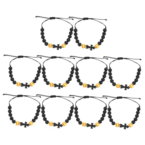 PACKOVE 10stücke Softball-anhänger Holz Kreuz Armband Mit Perlen Für Mädchen Baseball Sport Glaubensschmuck Gebetsarmband Aus Holz Für Jugendliche Und Erwachsene von PACKOVE