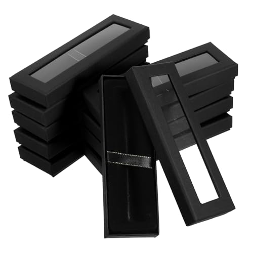 PACKOVE 10 Stück Stiftverpackung in Geschenkbox Klare Bevorzugungsboxen Stiftständer Durchsichtige Partybevorzugungsboxen Stifteboxen Einzelne Federtasche Boxen Mit Deckel Polyester Black von PACKOVE