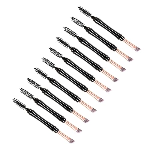 PACKOVE 10 Stück Teiliges Augenbrauen Pinsel mit Doppelter Spitze Praktische Augen Make Up Werkzeuge für Präzise Anwendung für Mascara und Augenbrauenpflege Schwarz von PACKOVE