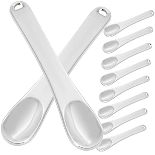 PACKOVE 10 Stück Teiliges Augencreme Spatel Wiederverwendbare Kosmetik Löffel aus Hochwertigem für Hautpflegeprodukte Praktischer Aufhängemöglichkeit Silberfarben von PACKOVE