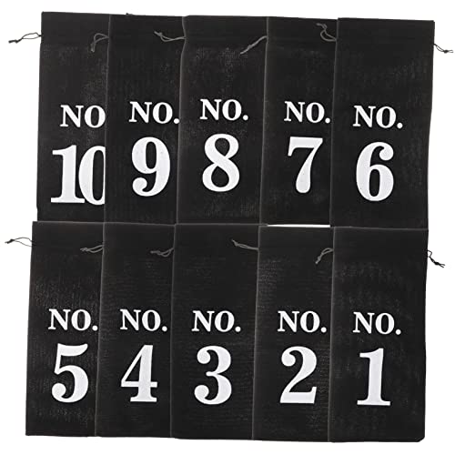 PACKOVE 10 Stück Jute Weinflasche Taschen mit Kordelzug Wiederverwendbare Geschenktüten für Flaschen Dekorative Verpackung für Hochzeiten Partys und Blindverkostungen von PACKOVE