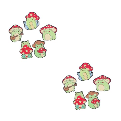 PACKOVE 10 Teiliges Frosch und Pilz Anstecker Niedliche Tier Broschen für Jacken Hüte Taschen Emaille Pins für Frauen Einzigartiger Schmuck für Outfit von PACKOVE