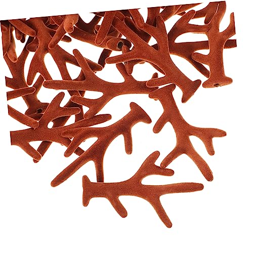 PACKOVE 100 Stück Geweih Stirnband realistisch künstlich Dekorationen Weihnachtsdekoration Haarnadeln Simulation Hirschgeweih Rentiergeweih zum Basteln Faux -Geweih Beflocktes Tuch von PACKOVE