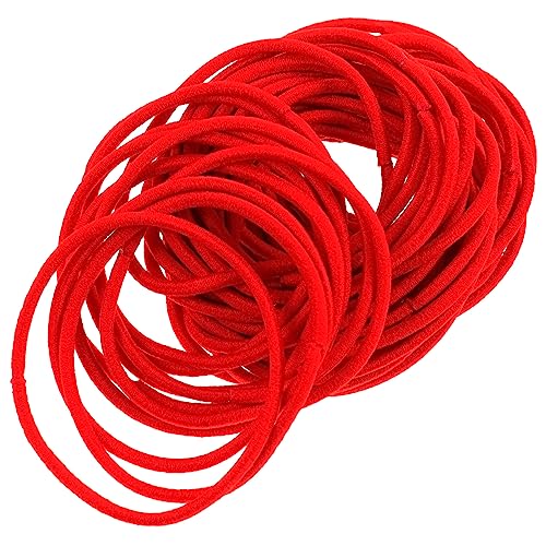 PACKOVE 100 Stück Haargummi Farbig Mädchen Bands Gummibänder Binden Elastische Haarbänder Winzig Klein Pferdeschwanz Haarschmuck Dünne Haarbänder Elastisches Haarband Rot Gummiband von PACKOVE