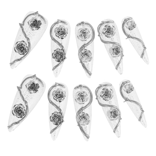 PACKOVE 10stücke Rosen Blumen Aufkleber Nägel Hochtransparente Gel-nägel Für Maniküre Vollabdeckung Fake Nails Wiederverwendbare Künstliche Für Und Mädchen von PACKOVE