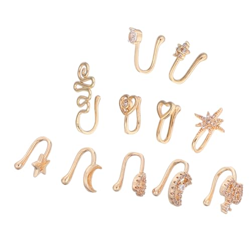 PACKOVE 11 Stück Teiliges Faux Nose Rings Nasenschmuck Leicht Schmerzfrei Mit Funkelnden Zirkonbesatz Für Frauen Männer Teenager Frei Von Piercing Modisches Accessoire von PACKOVE
