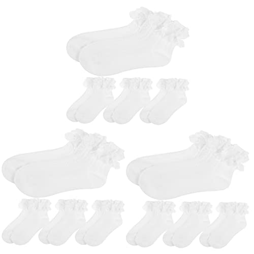 PACKOVE 12 Paare Baumwollsocken Aus Spitze Baumwollsocken Für Mädchen Söckchen Aus Spitze Tanzsocken Für Mädchen Spitzensocken Prinzessin Socken Baby Baumwolle Dünner Schnitt Weiß von PACKOVE