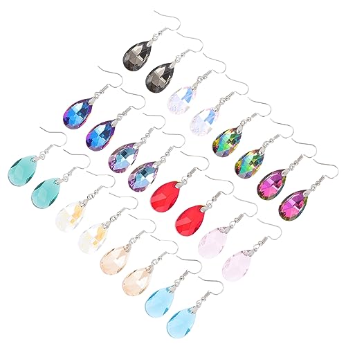 PACKOVE 12 Paare Kristallohrringe Teardrop- Ohrtropfen Damen Ohrringe Ohrstecker aus Sterlingsilber baumelnde Ohrringe für Frauen Ohranhänger Mode Ohrhaken Fräulein von PACKOVE