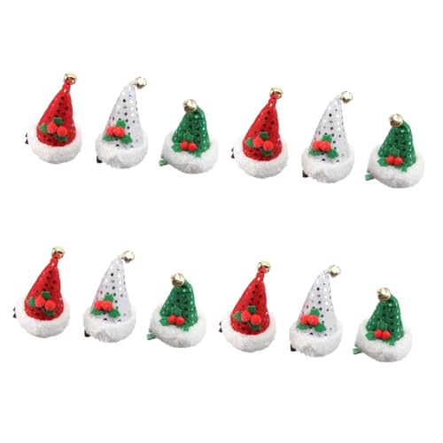 PACKOVE 12 Stk Haarschmuck für Mädchen Weihnachtsfeier gefallen Mini-Geschenke Weihnachtsmädchen Haarspangen klein Haarklammer Ornament süße Haarnadel Clips Karikatur Dekorationen Hut Kind von PACKOVE