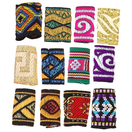 PACKOVE 12stücke Dreadlocks Haarmanschetten Haarschmuck Haarschmuckröhre Gemischter Stil Hochwertiges Stoffmaterial Leicht Und Biegsam von PACKOVE