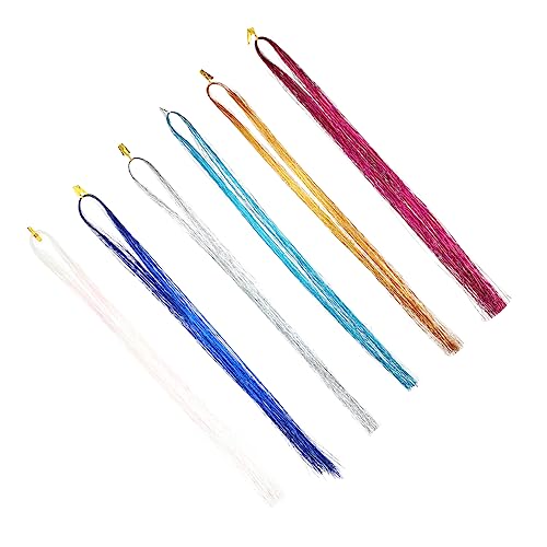 PACKOVE 12stücke Haarsträhnen Tinsel Bunte Haarverlängerungen Für Partys -styling Glitzernde Effekte Für Mädchen von PACKOVE