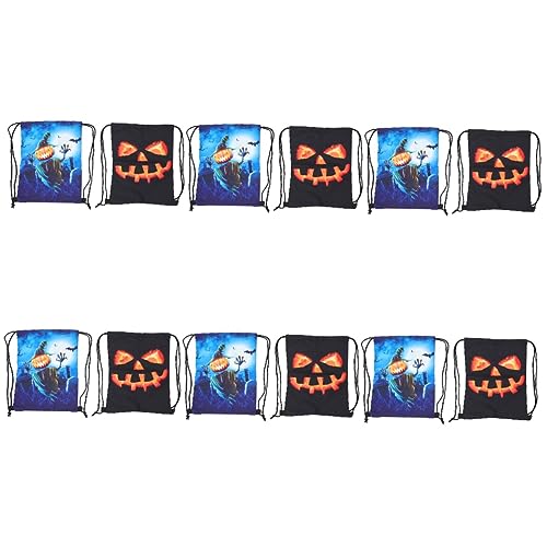 PACKOVE 12 Stk Kürbiskopf-rucksack Halloween-beutel Mit Kordelzug Halloween-süßigkeitssäcke Mit Kordelzug Süßes Oder Saures Säcke Bäckerei Tasche Straffen Polyester Fräulein Hosenträger von PACKOVE