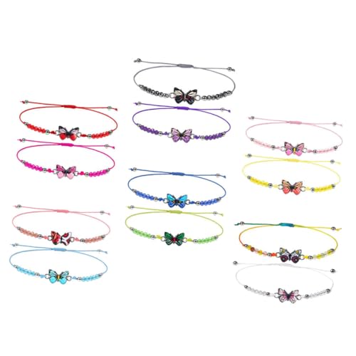 PACKOVE 12 Stück Teiliges Freundschaftsarmmband Geflochtenes Schmetterlingsarmband mit Kristallperlen Verstellbar Gemischt Stilvolles für Mädchen und Jungen von PACKOVE