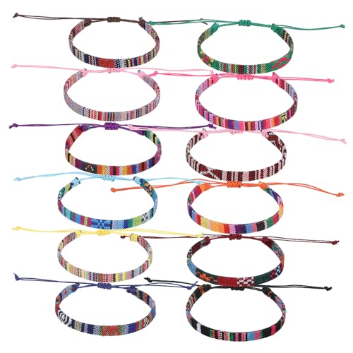 PACKOVE 12 Stück Teiliges Geflochtenes Armband Boho stil Verstellbar Unisex Strandarmbänder für Männer und Frauen Vielseitig Kombinierbar Sommerparty Strandurlaub von PACKOVE