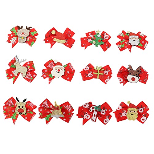 PACKOVE 12 Stück Teiliges Weihnachts Haarspangen mit Farbenfrohen Schleifen Festliche Haarklammern für Mädchen und Damen für Weihnachtsfeiern Party Dekoration und Festliche Outfits von PACKOVE