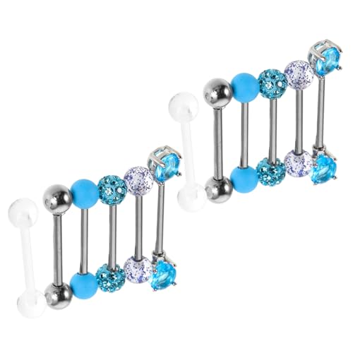 PACKOVE 12 Stück Teiliges Zungenpiercing aus Edelstahl mit Blauen Acrylperlen und Funkelnden Zirkonia Gerade Stäbe Vielseitiger Körperschmuck für Damen und Herren Geeignet für Party und PACKOVE 12 Stück Teiliges Zungenpiercing aus Edelstahl mit Blauen Acrylperlen und Funkelnden Zirkonia Gerade Stäbe Vielseitiger Körperschmuck für Damen und Herren Geeignet für Party und von PACKOVE
