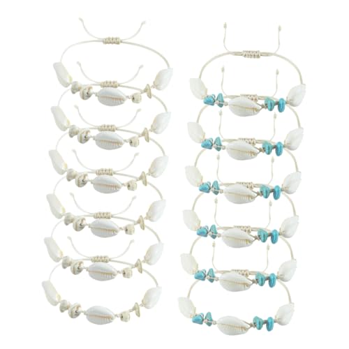 PACKOVE 12 Stücke Muschelarmband Fußkettchen Handgewebtes Armband Einstellbar Damen Schmuck für Strand Urlaub von PACKOVE