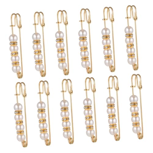 PACKOVE 12Stücke Teiliges Perlen Broschenset für Frauen Sicherheitsstifte zur Taillenanpassung Eleganten Dekoration Exposition Design für Komfort für Jeans von PACKOVE