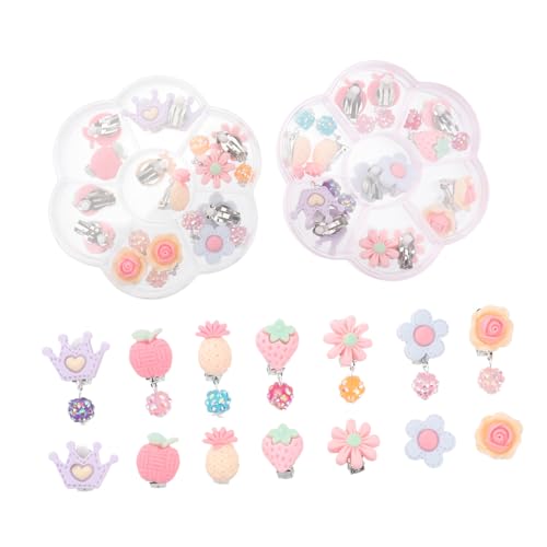 PACKOVE 14 Paare Ohrstecker für Mädchen Ohrclips für Kinder Ohrhänger für Mädchen Ohrstecker für Kinder Anzüge für Kinder Ohrringe Clip-on-Schmuck Mädchenclip auf Ohrring aufsteckbar von PACKOVE