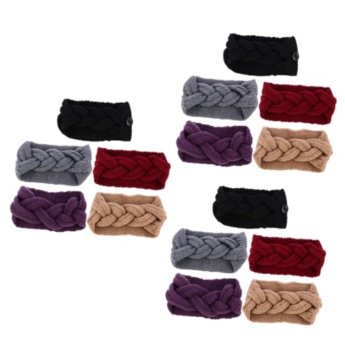 PACKOVE 15 Stk gestrickte Kopfbedeckung Knopf-Yoga-Stirnband Kopfbedeckungen mit Knöpfen Haarbänder Make-up-Stirnband warmes Stirnband Häkeln Sie Frauenohrwärmer Tab Haarschmuck Ohrhaken von PACKOVE