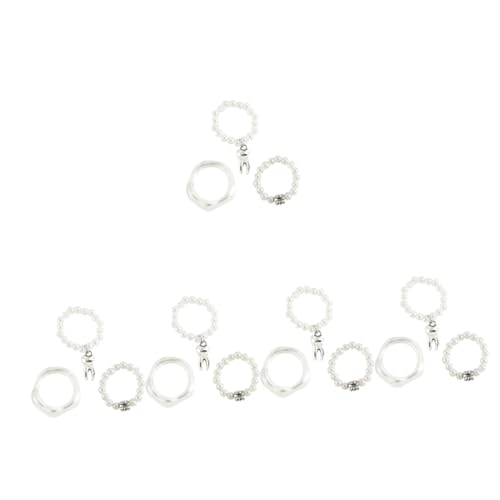 PACKOVE 15 Stk Prothesenring-Set Hochzeit Perlenringe Perle Fingerring Frauenanzug schmuck Perlenringe für Frauen Perlen dehnbare Ringe Imitationsperlen einstellen Zubehör Fräulein Weiß von PACKOVE