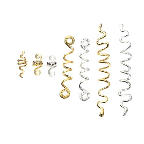 PACKOVE 16 Stück Teiliges Haarschmuck Set für Zöpfe Spiralförmige Haarperlen und Dreadlock Ringe Gold und Silber für Kreative Frisuren bei Partys und Veranstaltungen von PACKOVE