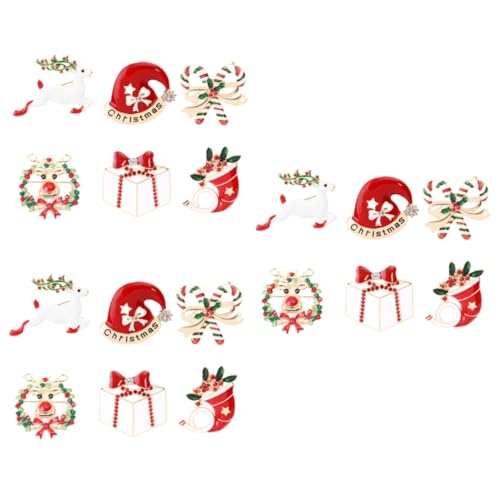 PACKOVE 18 Stk Feiertagsmantel Brosche Weihnachtsbrosche Schmuck Weihnachtsgeschenk Weihnachtsfrauen-schmucknadel Zuckerstangen-brosche Weihnachts-emaille-pin Urlaub Pullover Abzeichen von PACKOVE