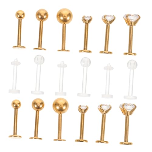 PACKOVE 18 Stück Teiliges Lippenpiercing aus rostfreiem Material mit Zirkonia Mehrdimensionale Hautfreundlich Modisch für Tragus Helix Cartilage Conch Nose Labret Piercing von PACKOVE
