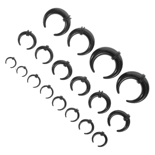 PACKOVE 18 Stück Teiliges Schwarzes Kunststoff Septum Dehnset C förmige Nasenpiercing Taper Schmuck für Frauen Komfortabel Stilvoll für Septum Dehnung und Tägliches Tragen Geeignet von PACKOVE