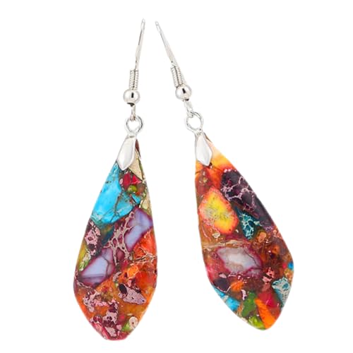 PACKOVE Bunte Bohemian Steinohrringe für Damen Tropfenohrringe Farbigem Stein Hängende Ohrhänger Statement Schmuck für Festivals und Alltag von PACKOVE