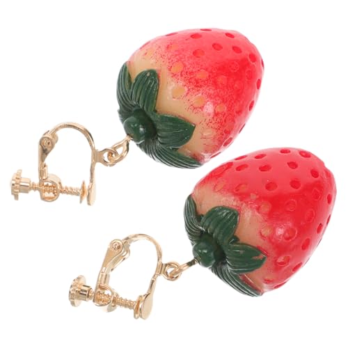 PACKOVE Erdbeer-clip-ohrringe Realistisches Fruchtdesign Baumelnde Ohrringe Piercing Für Damen Und Mädchen Für Festivals Cosplay Und Alltag von PACKOVE