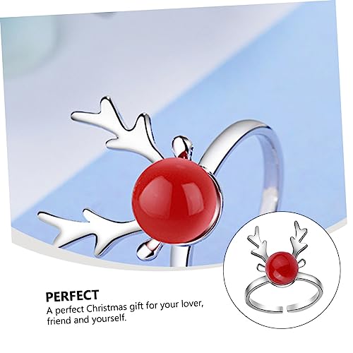 PACKOVE 1Stk Elch-Perlen-Ring Weihnachtsfingerring Brautjungfernschmuck christmas earrings weihnachtsring Weihnachtssto Geschenke für kleine Geschenke frauen schmuck Weihnachtsgeschenk rot von PACKOVE