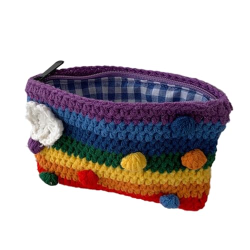 PACKOVE 1stk Geldbeutel Regenbogen Münztaschen Reißverschluss-geldbörse Geldwechsel Damen Geldbörse Mini-kulturbeutel Handschmuck Handytasche Gestrickte Tasche Mädchen Herz Reisen Garn von PACKOVE