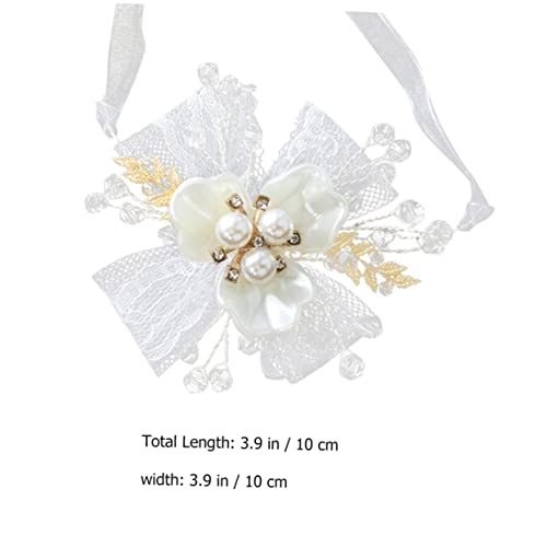 PACKOVE 1stk Handgelenk Perle Abschlussball Blumen Armbänder Corsagenblumen Blumen Corsage Handgelenk Corsage Für Abschlussball Rosenkorsage Armband Weiß Hochzeit Kind Schmuck Garn von PACKOVE