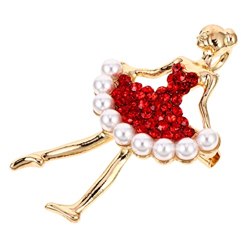 PACKOVE 1Stk Mädchen Brosche Kleidung Taschen Zubehör Strass-Brustnadel broch modeschmuck hüftschmuck Brosche aus Zinklegierung Ballettmädchen geformte Brosche Diamant Requisiten rot von PACKOVE