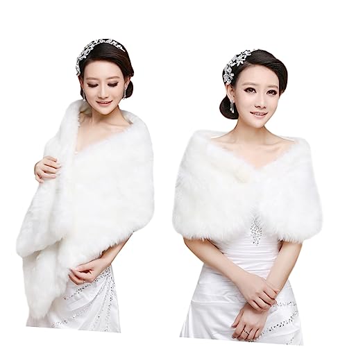 PACKOVE 1stück Plüsch Hochzeitsschal Damen Warmes Bequemes Tippet Für Hochzeitsfeiern Elegantes Design Für Winterveranstaltungen Beige von PACKOVE