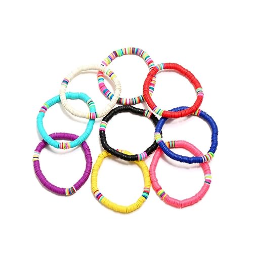 PACKOVE Polymer Clay Armband Strand Handschmuck Buntes Verzierungsarmband Zarter Anhänger Disc Bead Elastisches Armband Für Damen Und Herren von PACKOVE