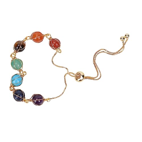 PACKOVE Naturstein Armband Verlängerungskette Selbstgemacht Design Schmuck 14K Vergoldet Handgelenkkette für Mädchen Verschluss mit Klappmechanismus Modisches für Besondere Anlässe von PACKOVE