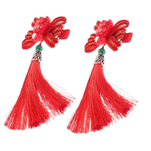 PACKOVE 1paar Chinesische Neujahr Haarklammern Mit Quasten Haarspangen Im -stil Traditionelles Zubehör Für Mädchen Und Festliche Anlässe Rot von PACKOVE