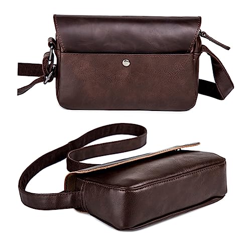 PACKOVE 1stück Retro Pu Männer Umhängetasche Praktische Schultertasche Vintage Messenger Bag Für Business Und Freizeit Kaffeefarben von PACKOVE
