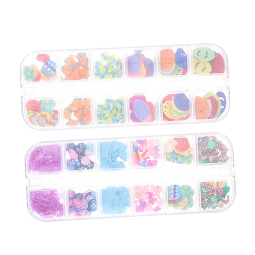 PACKOVE 2 Boxen Boxen DIY Ostern Maniküre Dekorationen Polymer Clay Nail Art Zubehör Kreative Glatte Oberfläche Geeignet für Frauen und Praktische Nail Ornament Sets von PACKOVE