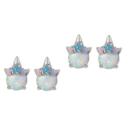 PACKOVE 2 Paar Einhorn Ohrringe Geschenke für Damen Damen-Schmuck-Ohrringe Ohrstecker Opal von PACKOVE