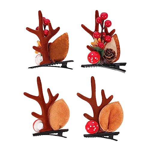 PACKOVE 2 Paar Haarnadel Weihnachtskopfschmuck Haarspangen Mit Rentierohren Weihnachtshaarspangen Für Kinder Hirschhaarspange Weihnachts-haarschmuck Schaum Elch Stirnband Fräulein von PACKOVE