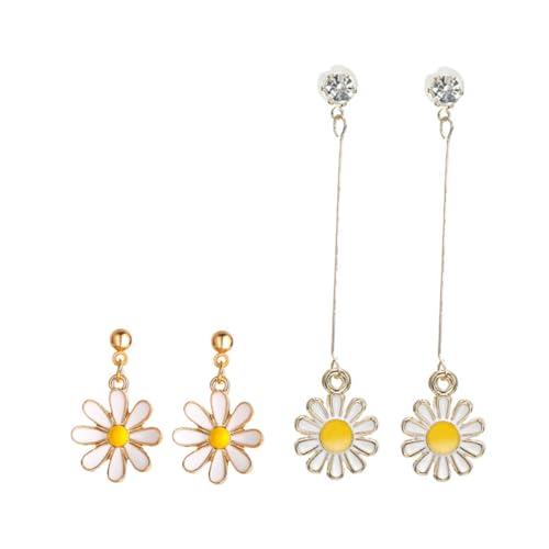 PACKOVE 2 Paare Damen Ohrringe mit Kleinen Blumenform Ohrstecker und Ohrhänger Tropfen Modischer Damenschmuck Langlebiges Material als zu Besonderen Anlässen von PACKOVE