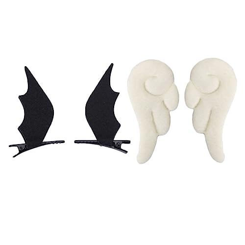 PACKOVE 2 Paare Flügel Haarspangen für Mädchen Cartoon Leder Haarclips Weiß und Schwarz Süßes Haarschmuck für Schule Partys und Besondere Anlässe von PACKOVE