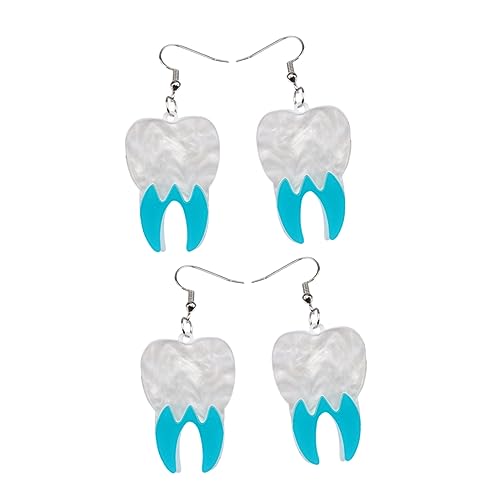 PACKOVE 2 Paare Halloween Zähne Ohrringe Kreative Anhänger Damen Ohrschmuck Lustige Partyaccessoires Blau für Kostümfest Cosplay Alltag von PACKOVE