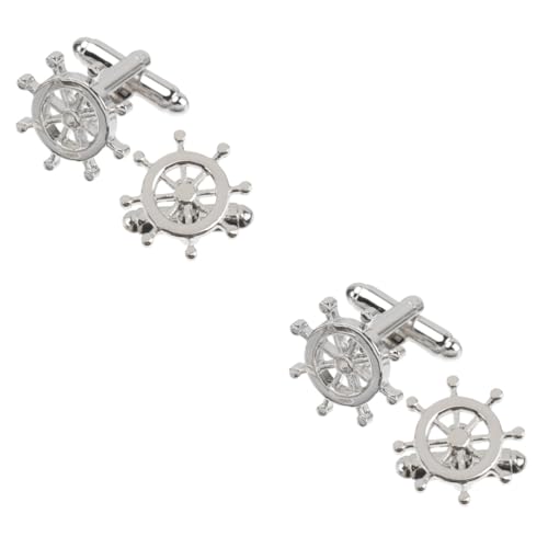 PACKOVE 2 Paare Herren Manschettenknöpfe Form Eines Schiffslenkrads Stylische Dekorative Hemdknöpfe für Besondere Anlässe Langlebig von PACKOVE