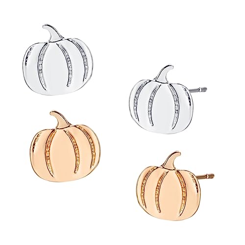 PACKOVE 2 Paare Lustige Kürbis Ohrringe für Damen Hypoallergene Halloween Ohrstecker für Kostümpartys und Festivals Gold und Silber von PACKOVE